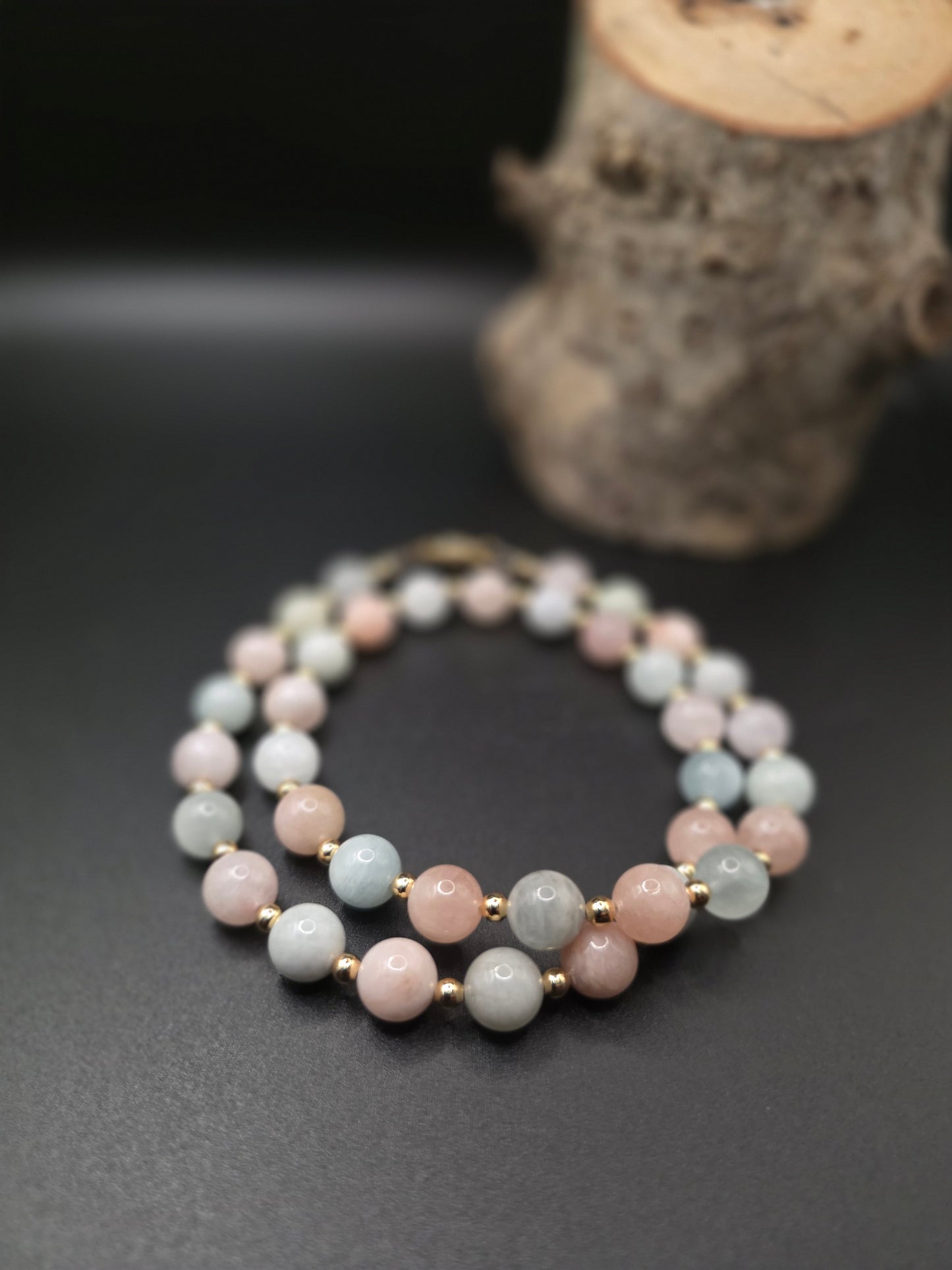 Aquamarine Morganite Beaded Necklace