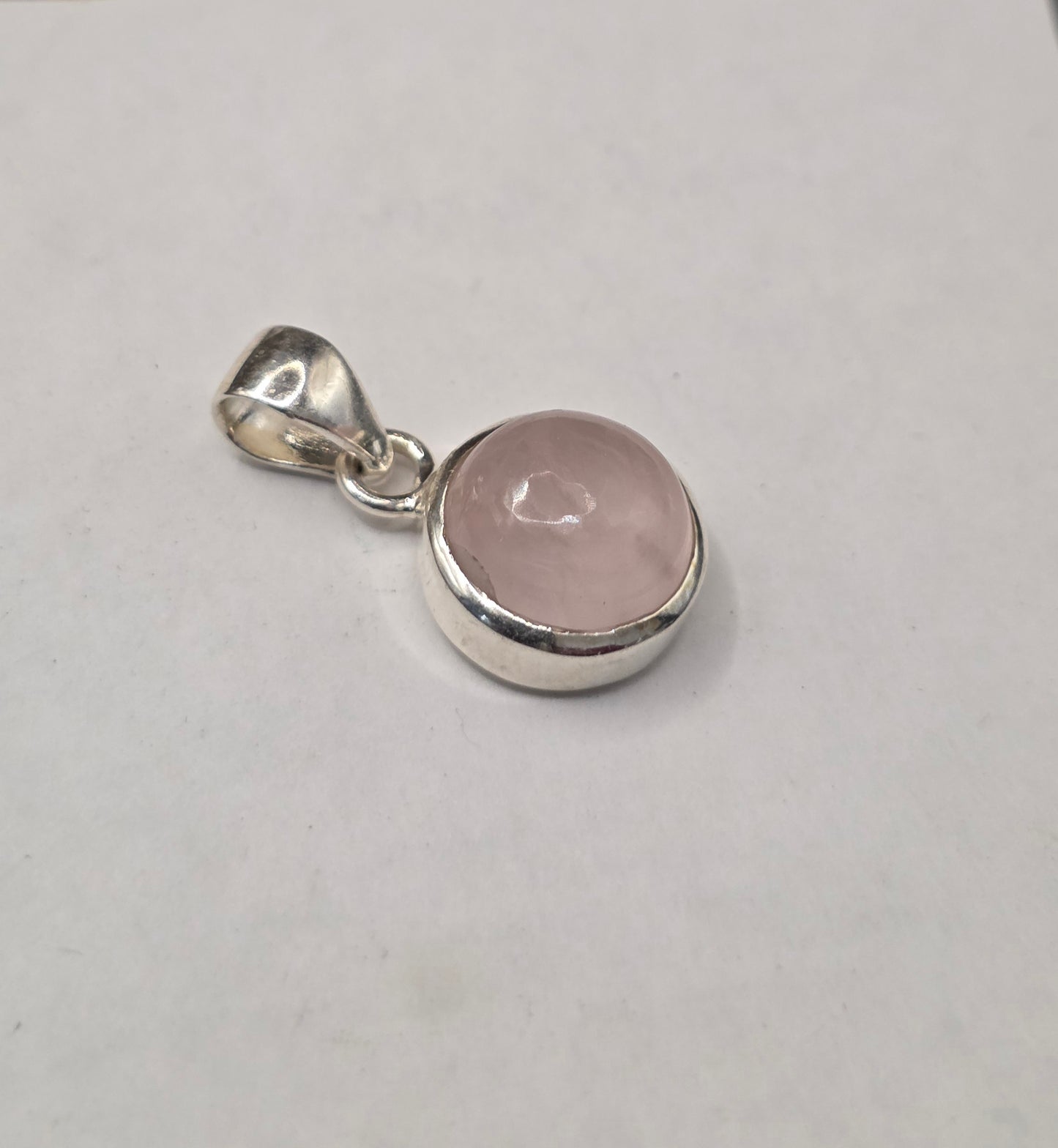 Rose Quartz Silver Pendant