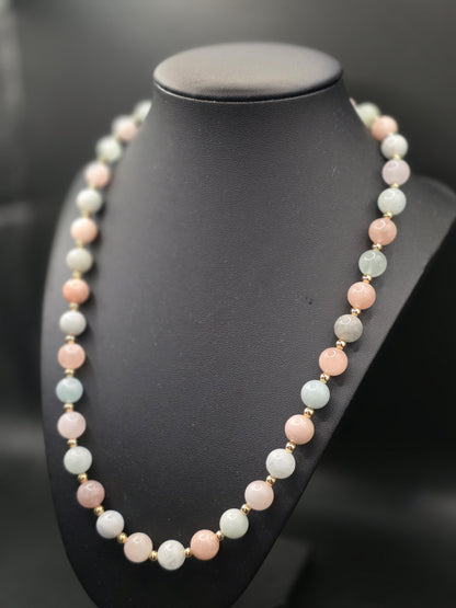 Aquamarine Morganite Beaded Necklace