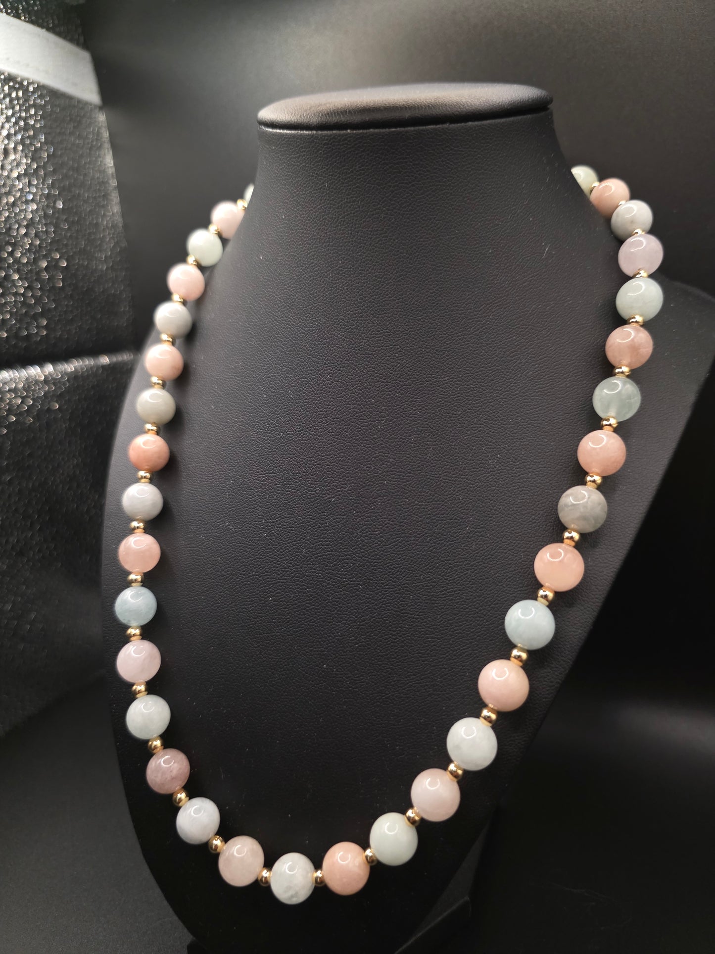 Aquamarine Morganite Beaded Necklace