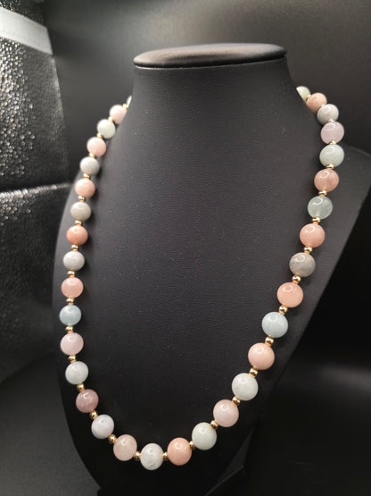 Aquamarine Morganite Beaded Necklace