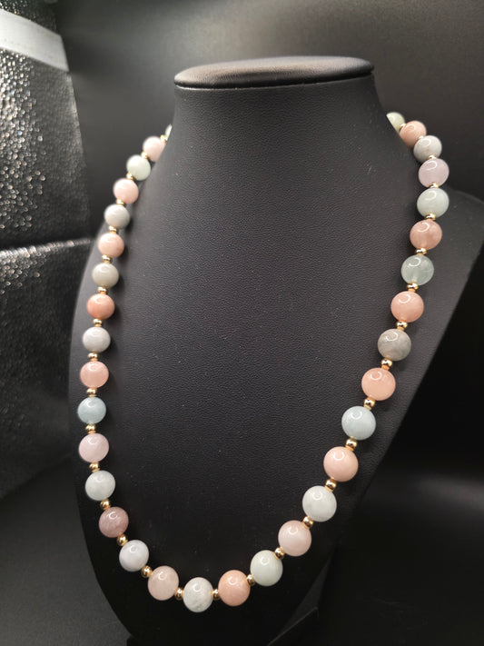 Aquamarine Morganite Beaded Necklace