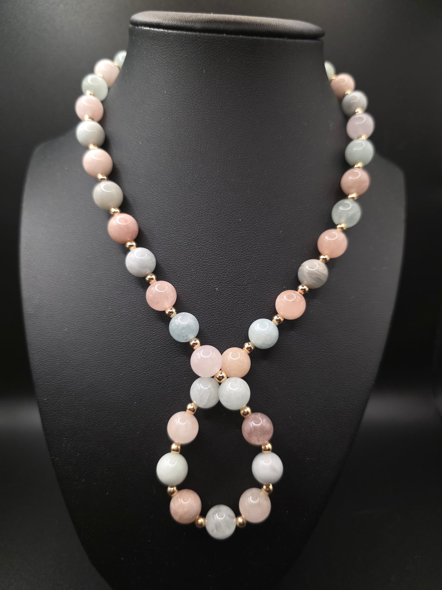 Aquamarine Morganite Beaded Necklace