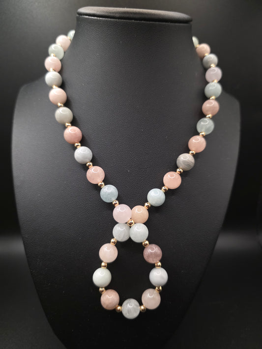 Aquamarine Morganite Beaded Necklace