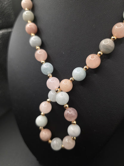 Aquamarine Morganite Beaded Necklace