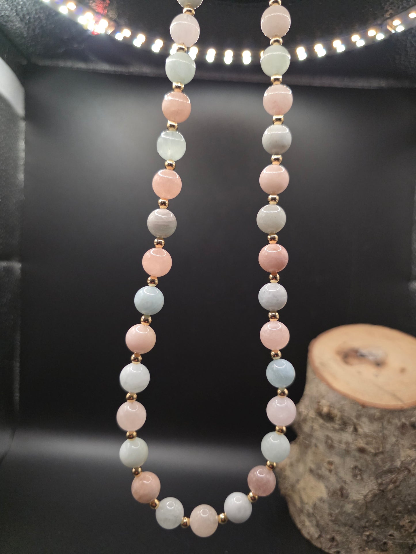 Aquamarine Morganite Beaded Necklace