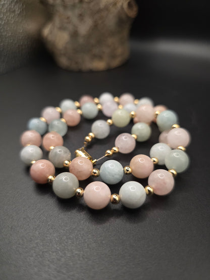Aquamarine Morganite Beaded Necklace