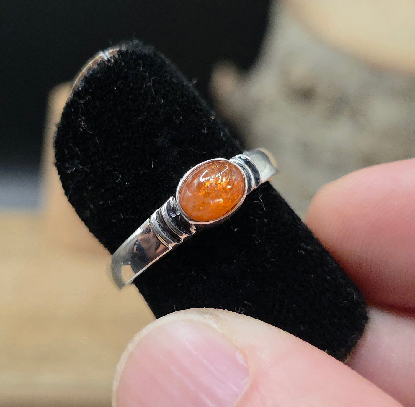 Sunstone Silver Ring #9