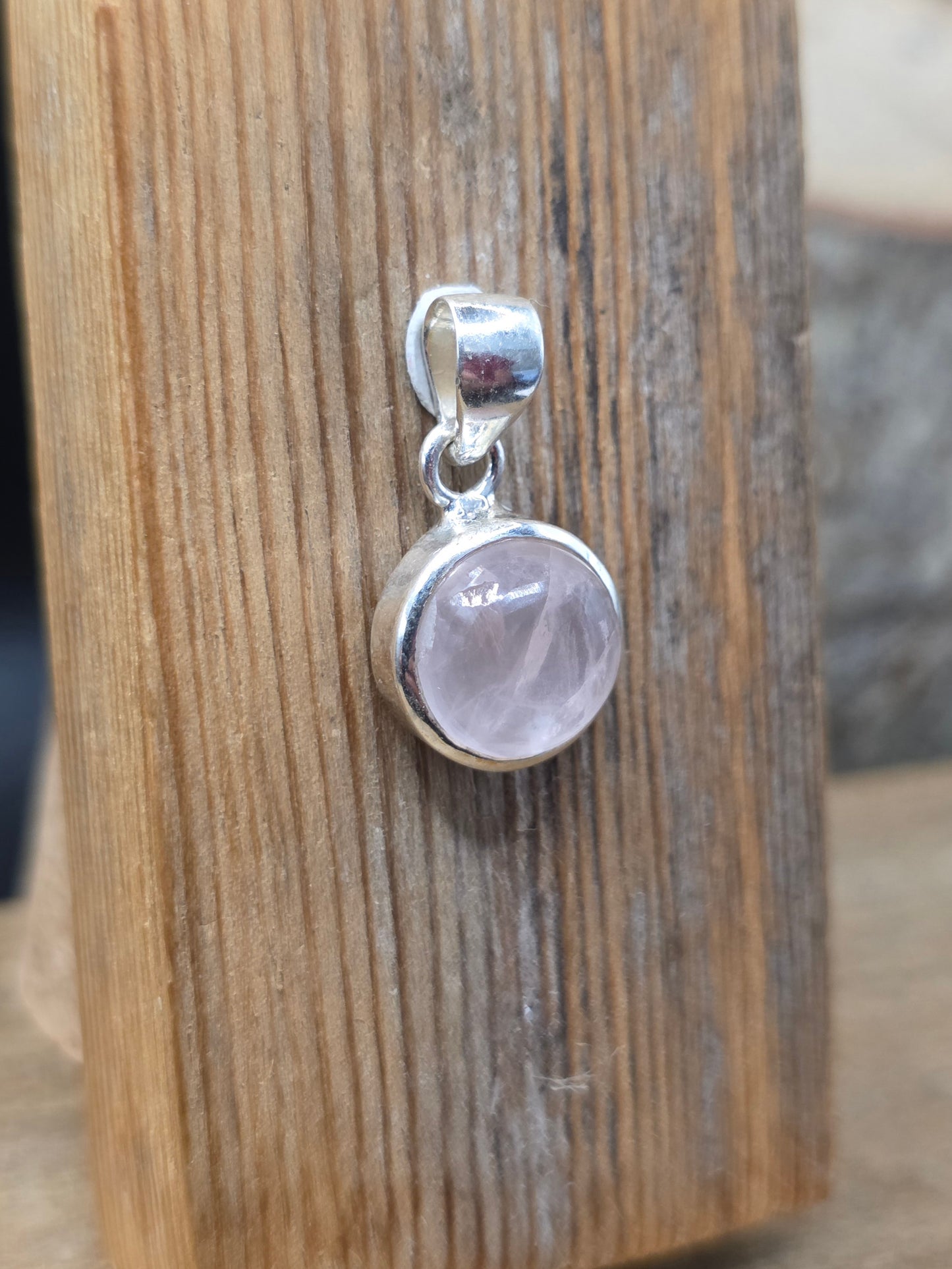 Rose Quartz Silver Pendant